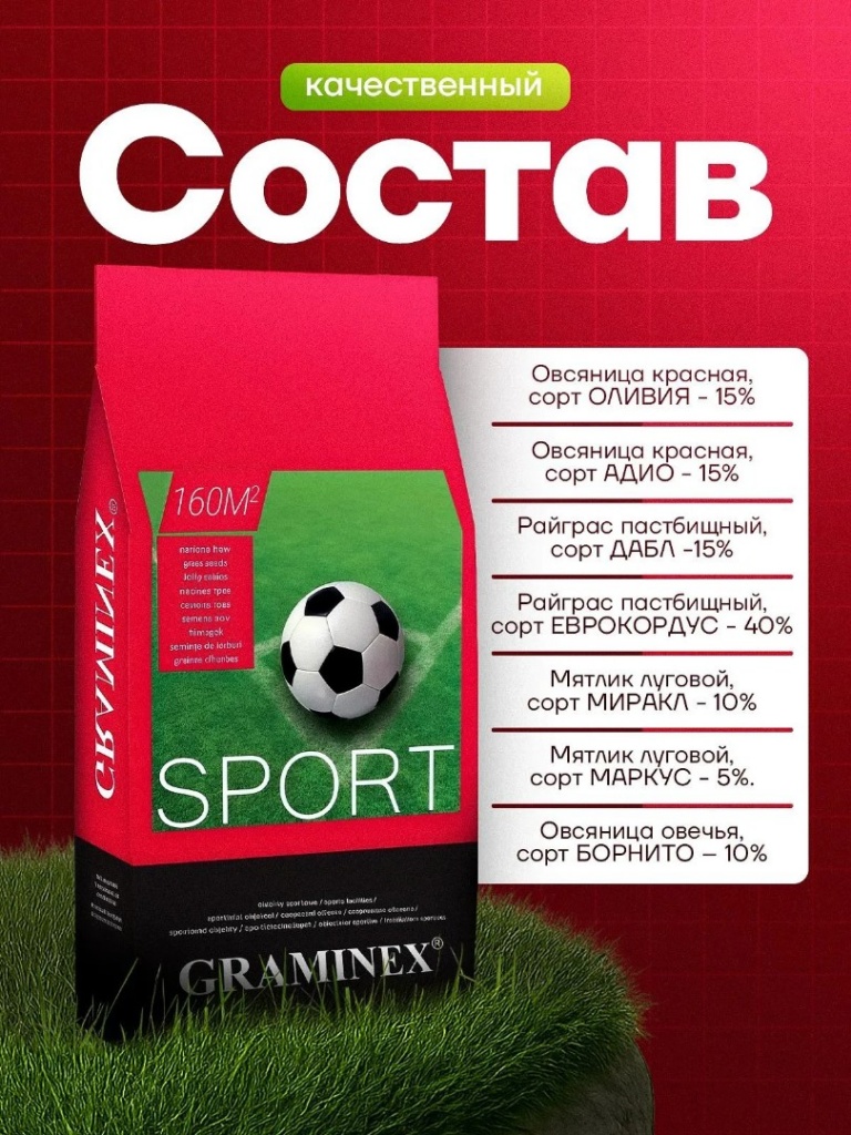 Газонная трава "GRAMINEX" Sport 4кг