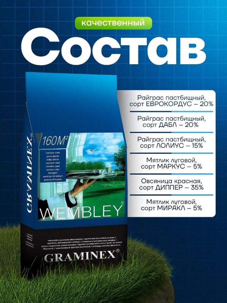 Смесь семян газонных трав "GRAMINEX" Wembley 4кг